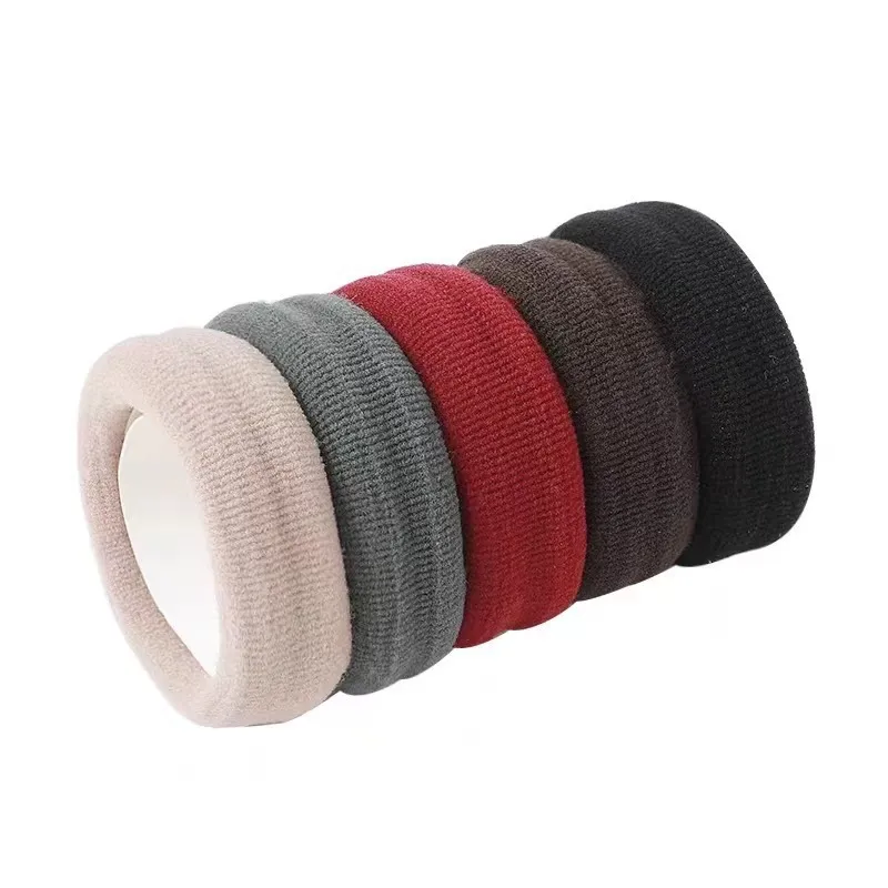 Thick Black Hair Ties – High Elastic Seamless Ponytail Holders, No Crease No Damage Hair Bands for Thick Hair, Towel Ring Soft Hair Elastics for Women